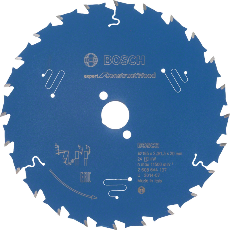 Kotouč Bosch Expert for Construct Wood 165×20×1,3 mm 24 z.