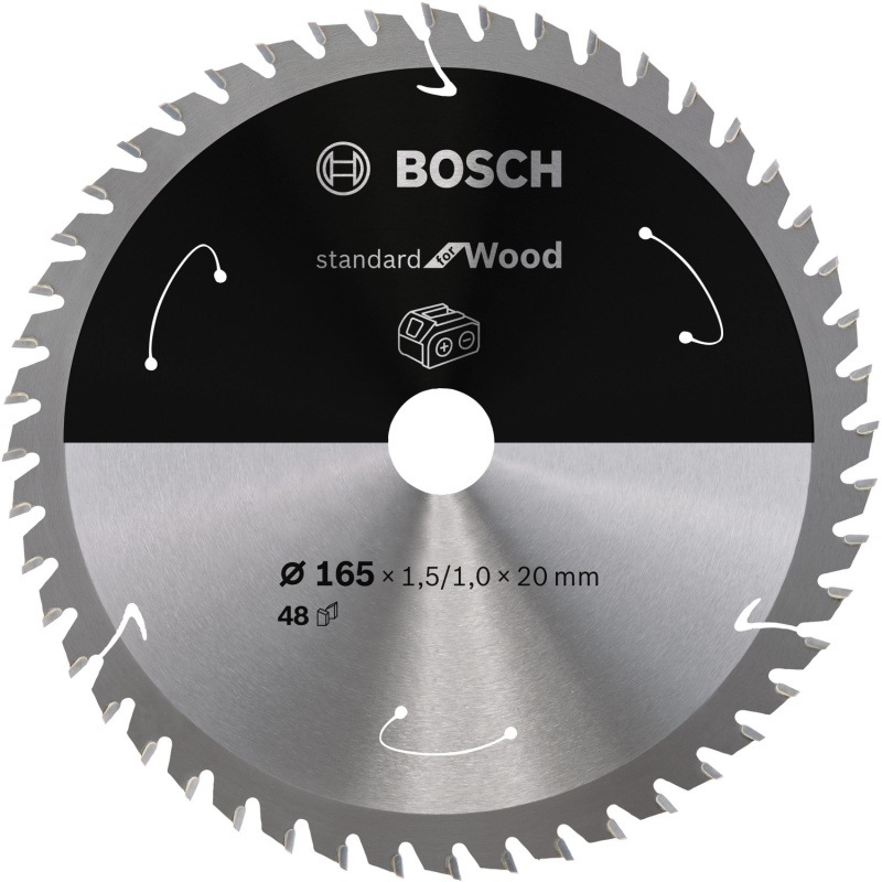 Kotouč Bosch Standard for Wood AKU 165×20×1,5 mm 48 z.