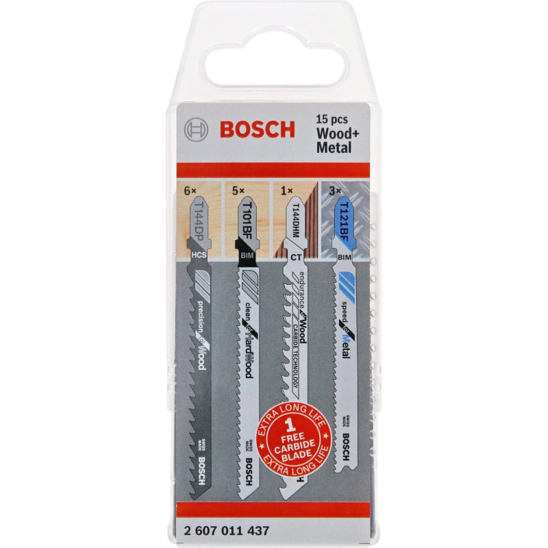 Bosch Sada pilových plátků Wood and Metal, 15dílná