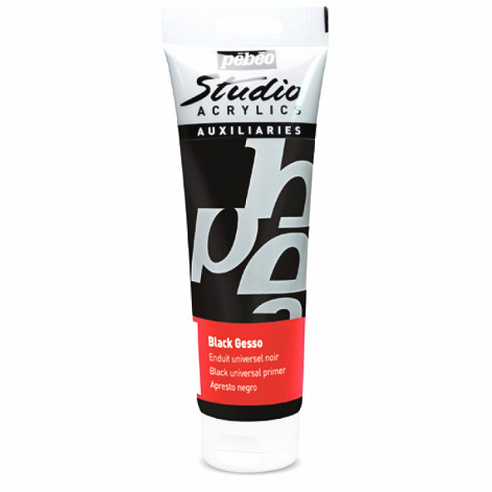 Gesso černá krycí akrylová barva 250ml Studio Pébéo