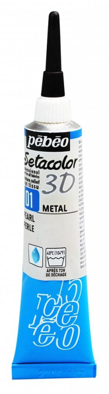 Textilní kontura metal, 20ml - metalická perleťová bílá Aladine