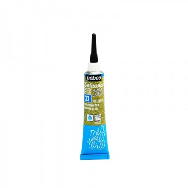 Textilní kontura glitter, 20ml - třpytivý zlatý prášek, gold powder Aladine