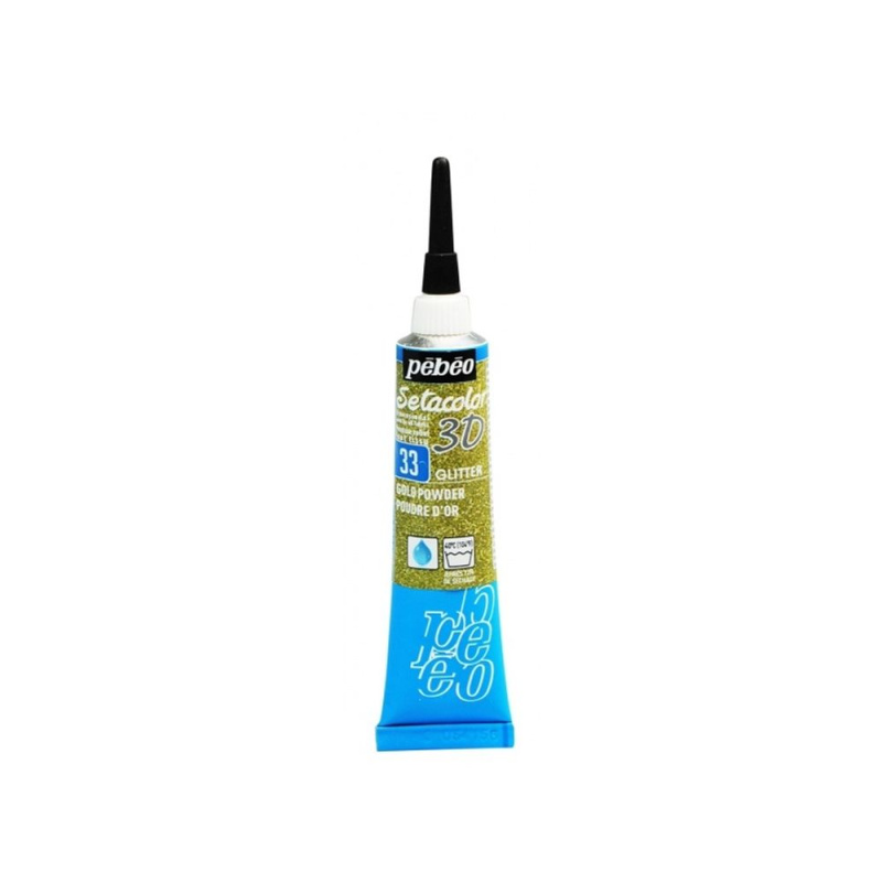 Textilní kontura glitter, 20ml - třpytivý zlatý prášek, gold powder Aladine