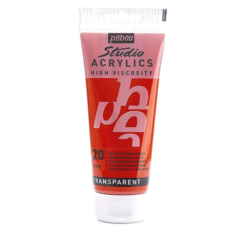 Akrylová barva Studio Acrylics transparent červená šarlatová 100ml