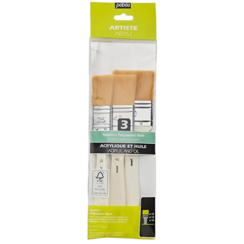 Štětce ploché Yellow Polyamid spalter sada 3ks