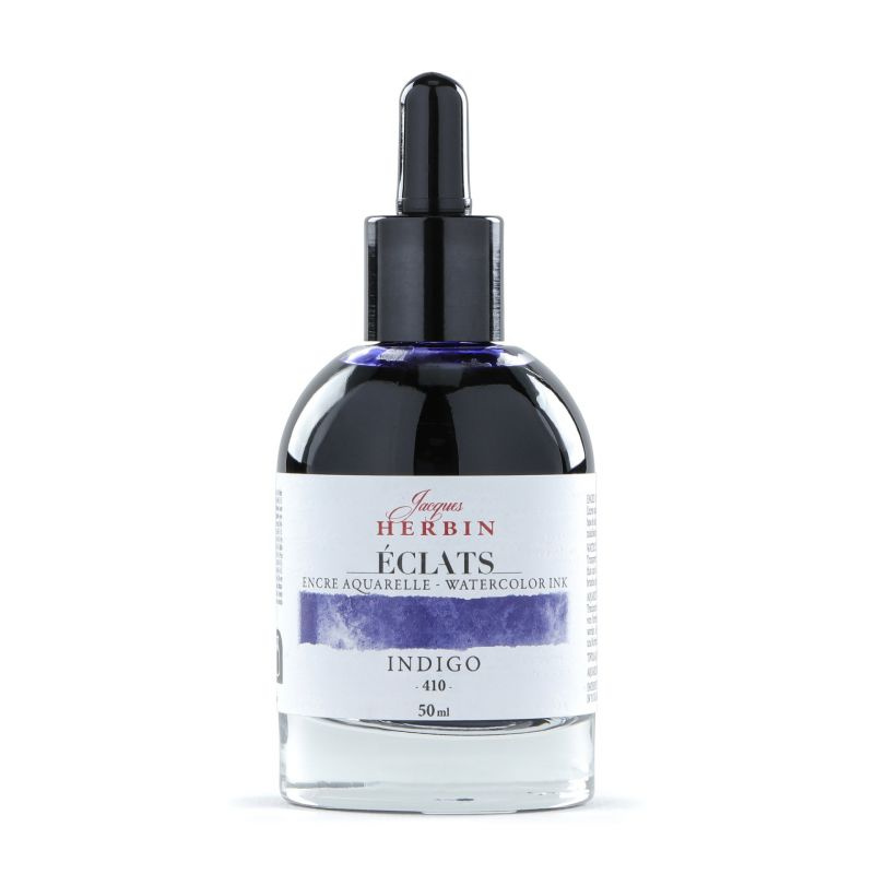 Jacques Herbin akvarelový inkoust (50ml) indigo modrá