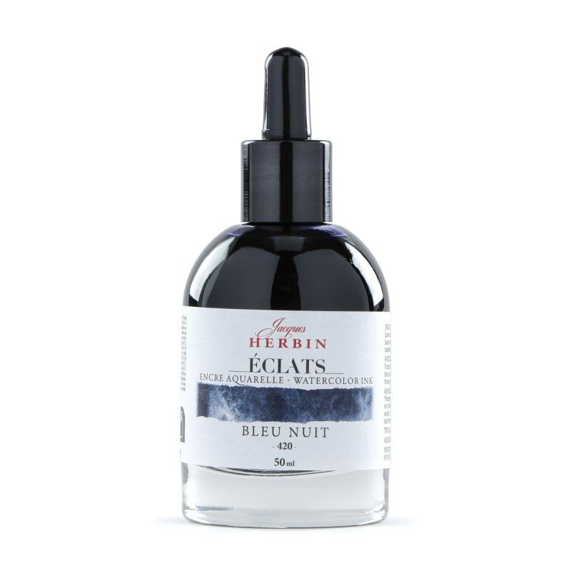 Jacques Herbin akvarelový inkoust (50ml) půlnoční modrá