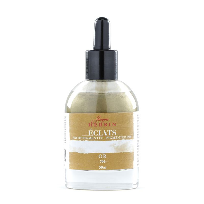 Jacques Herbin pigmentový inkoust metalický (50ml) zlatá