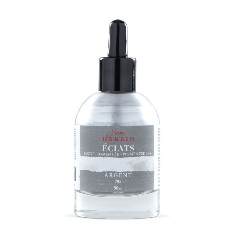 Jacques Herbin pigmentový inkoust metalický (50ml) stříbrná