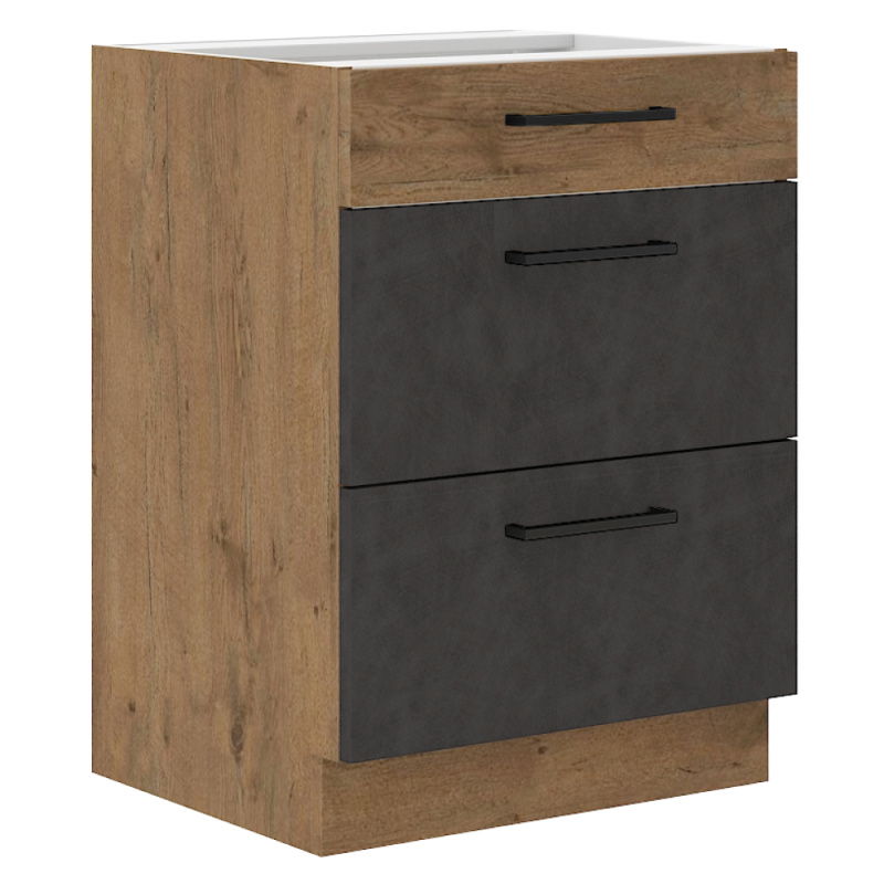 Spodní skříňka, šedá matná / dub lancelot, VEGA 60 D 3S BB