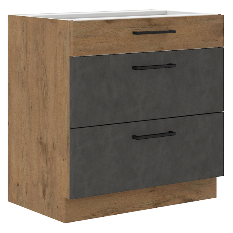 Spodní skříňka, šedá matná / dub lancelot, VEGA 80 D 3S BB