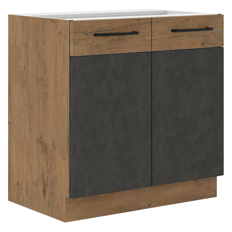 Dřezová skříňka, šedá matná / dub lancelot, VEGA 80 ZL 2F BB
