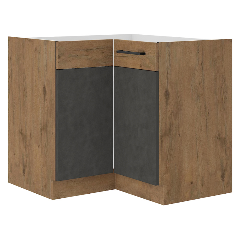 Spodní rohová skříňka, šedá matná / dub lancelot, VEGA 90x90 DN 1F BB