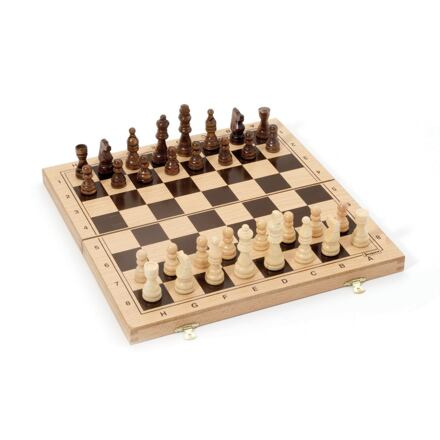 Šachy v dřevěném skládacím boxu
