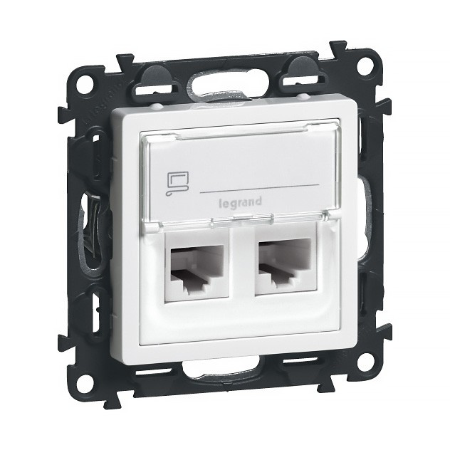Zásuvka datová Legrand Valena Life CAT5e 2× RJ45 popisové pole bílá