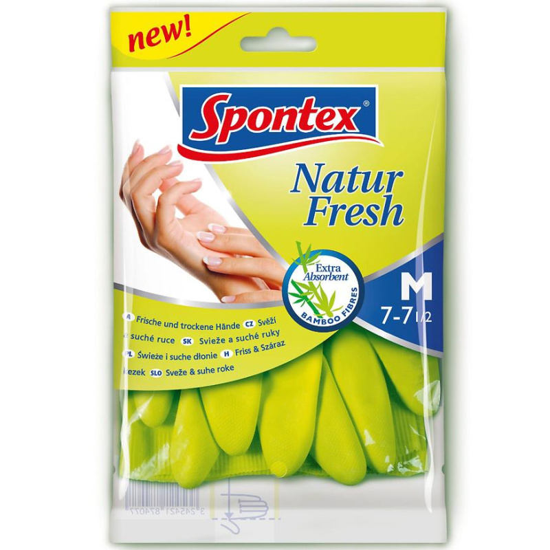 Spontex Natur Fresh - úklidové rukavice - velikost M, 1 pár
