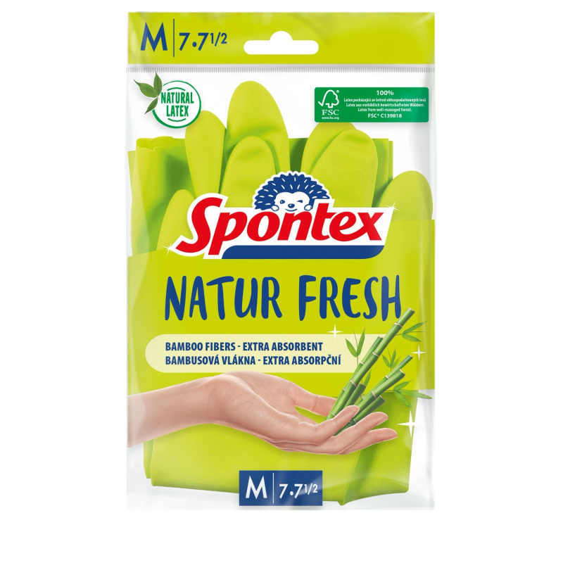Spontex Natur Fresh - úklidové rukavice - velikost M, 1 pár