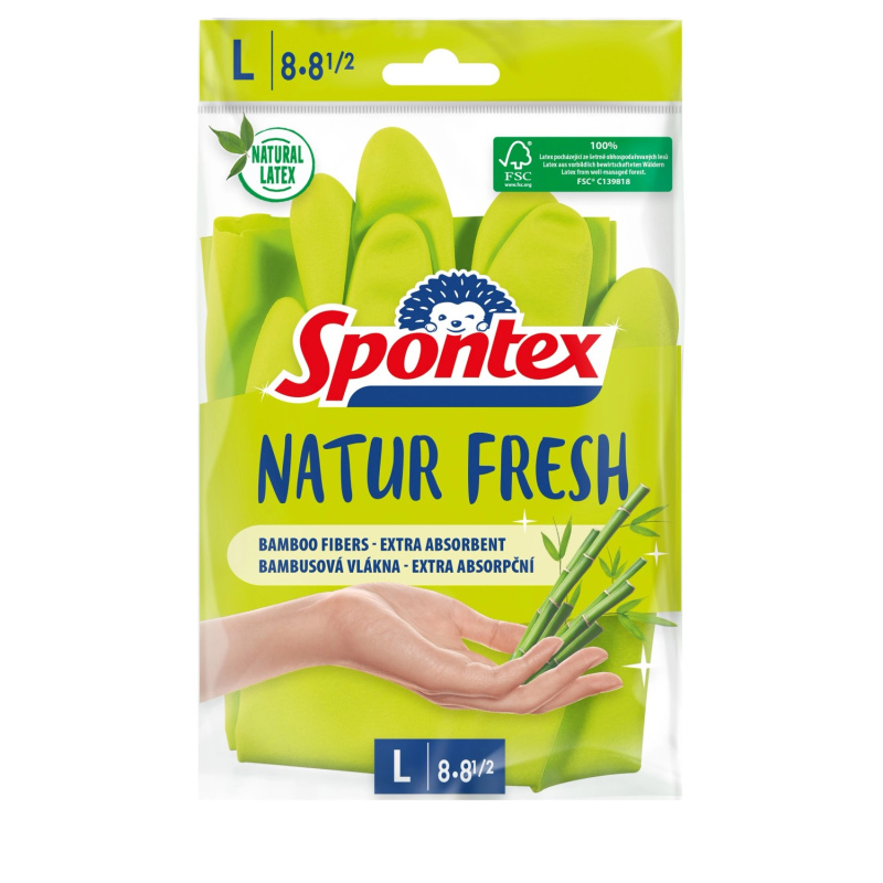 Spontex Natur Fresh - úklidové rukavice - velikost L, 1 pár