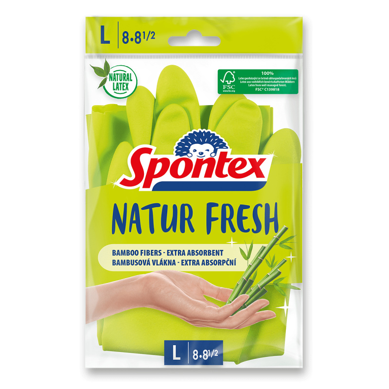 Spontex Natur Fresh - úklidové rukavice - velikost L, 1 pár