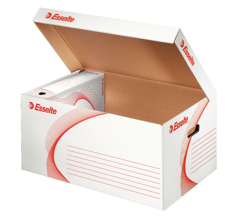 Archivační kontejner Esselte s víkem - velká, 55,0 x 25,5 x 36,5 cm, bílá