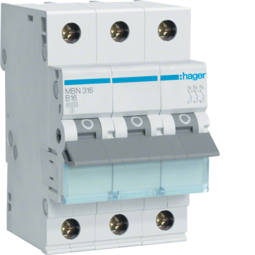 Jistič Hager MBN316 6 kA B 16 A