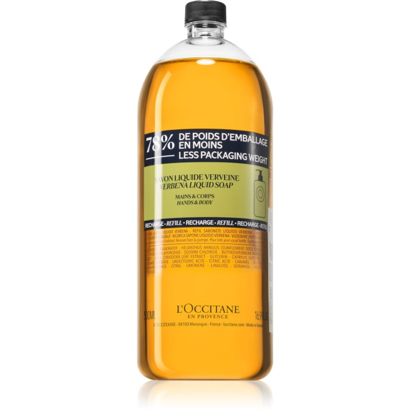 L’Occitane Shea Verbena tekuté mýdlo na ruce náhradní náplň 500 ml