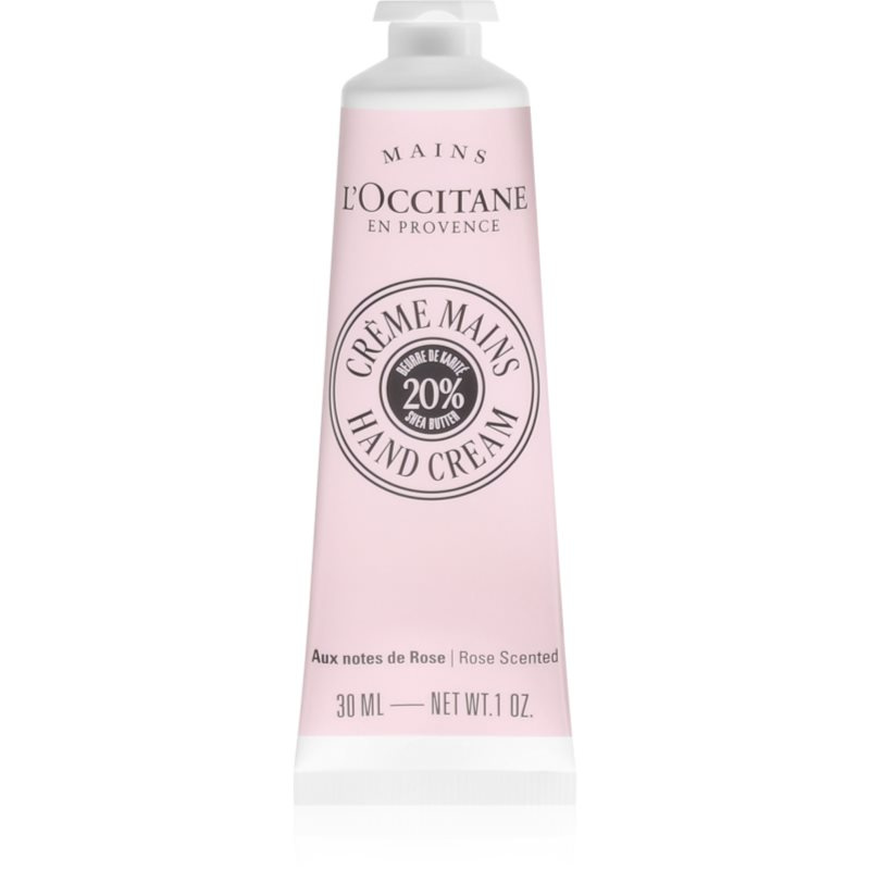 L’Occitane Shea Butter Rose Hand Cream pečující krém na ruce s vůní růží 30 ml