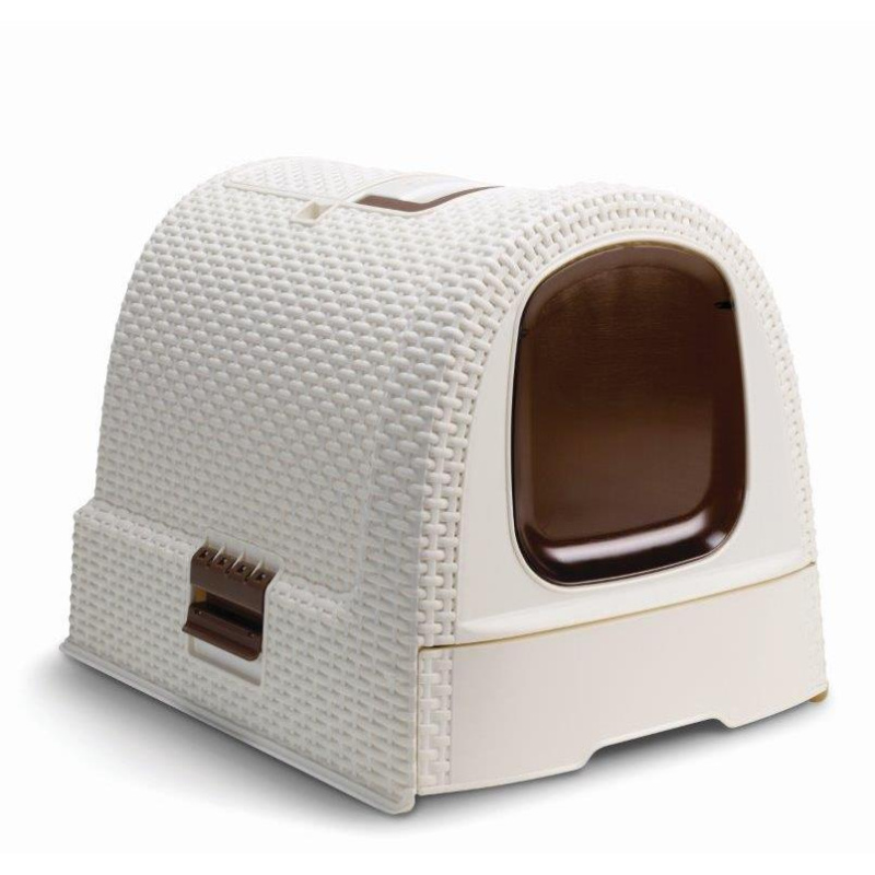 Curver WC kočka kryté domek Rattan 39x39x51cm mocha 1 ks