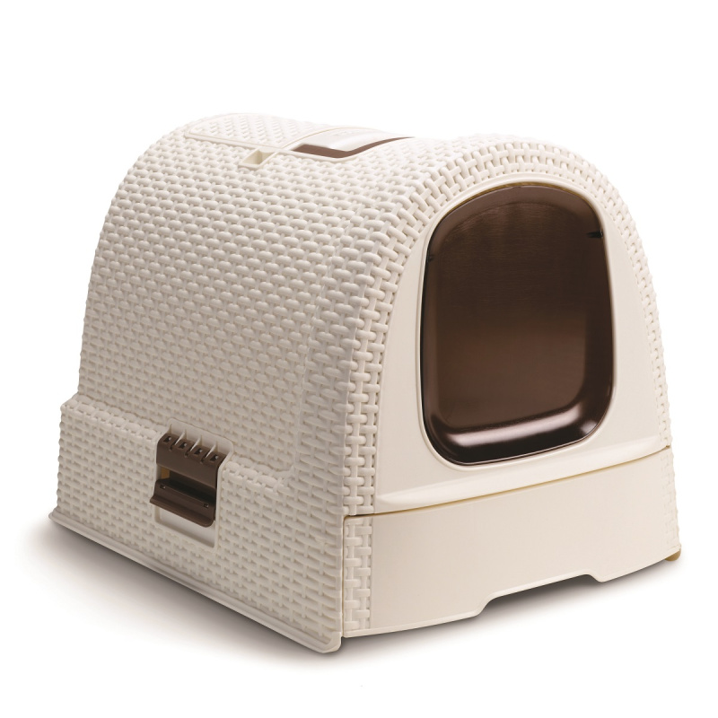 Curver WC kočka kryté domek Rattan 39x39x51cm mocha 1 ks