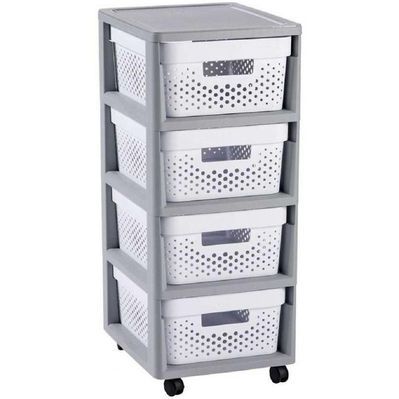 CURVER Rozkládací Šuplíky Infinity 4x11L bílé s puntíky