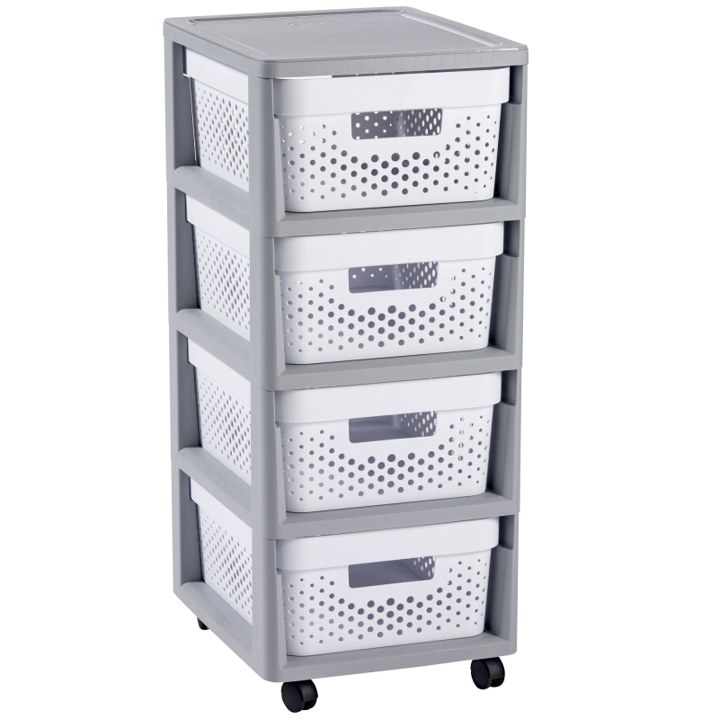 CURVER Rozkládací Šuplíky Infinity 4x11L bílé s puntíky