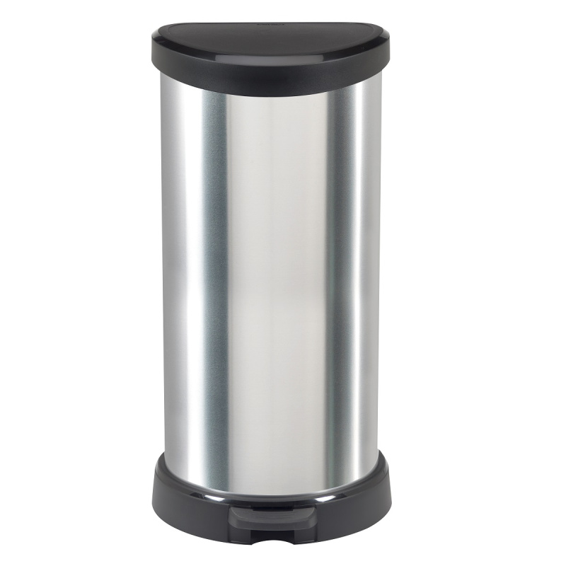 Odpadkový koš s pedálem deco bin 40l 181125 čer./stříbr