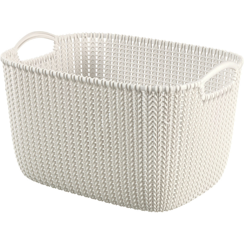 Curver KNIT 226379 Úložný koš 19 L, bílý hranatý