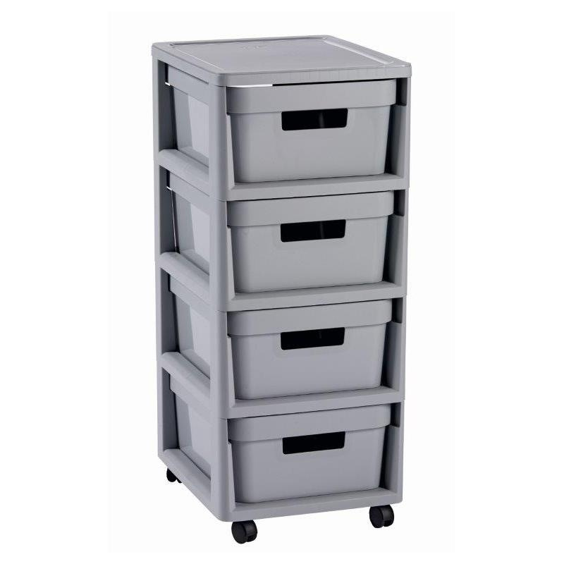 Curver Regál Infinity 4x11L se zásuvkami světle šedý