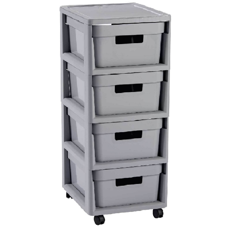 Curver Regál Infinity 4x11L se zásuvkami světle šedý
