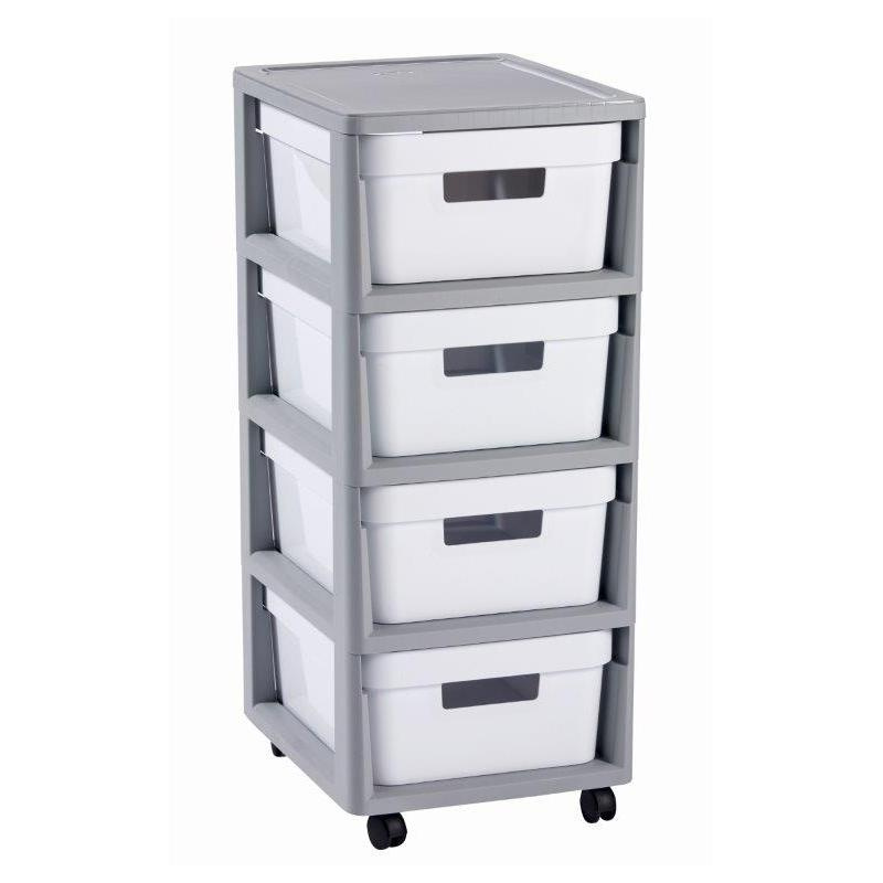 Regál se 4 šuplíky Infinity White / Grey 30 x 36 x 69 cm CURVER