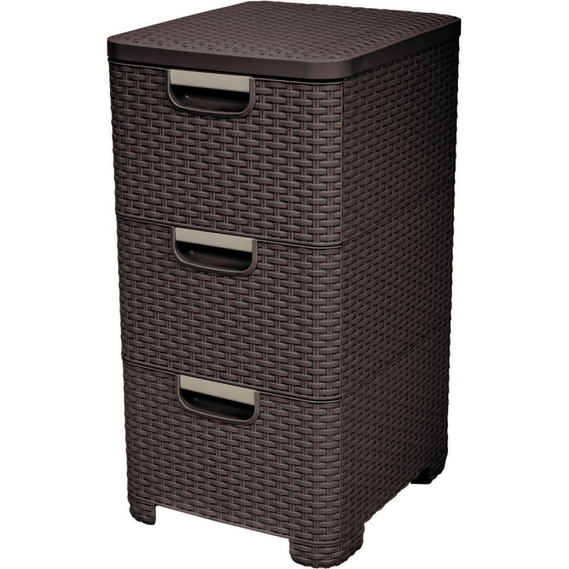 Curver Regál Style 3x14L se zásuvkami tmavě hnědý