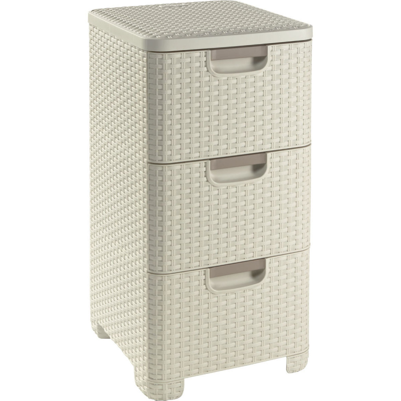 Curver Regál Style 3x14L se zásuvkami krémově bílý