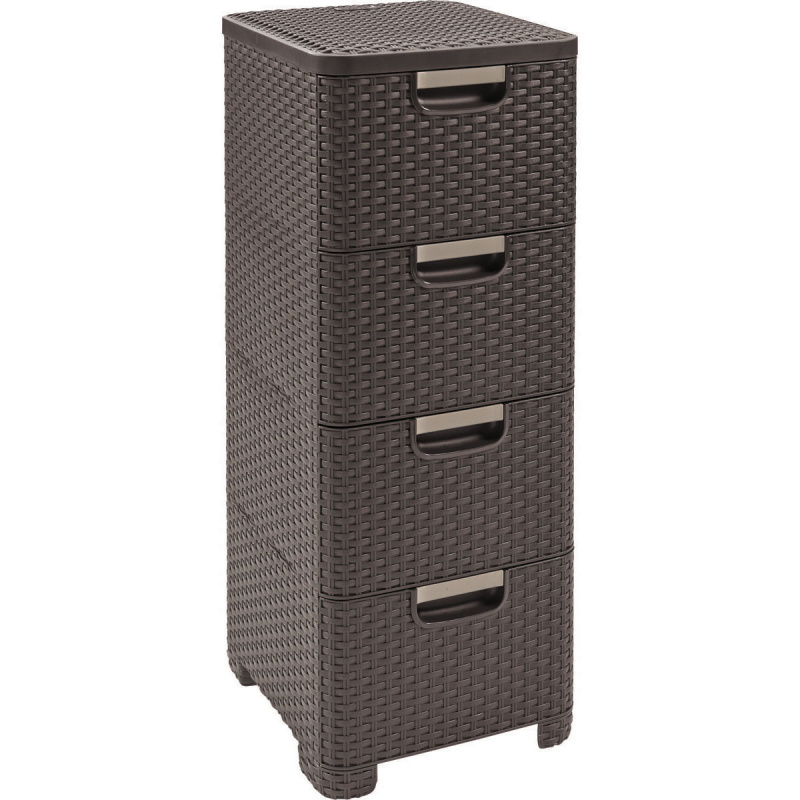 Curver Regál Style 4x14L se zásuvkami tmavě hnědý