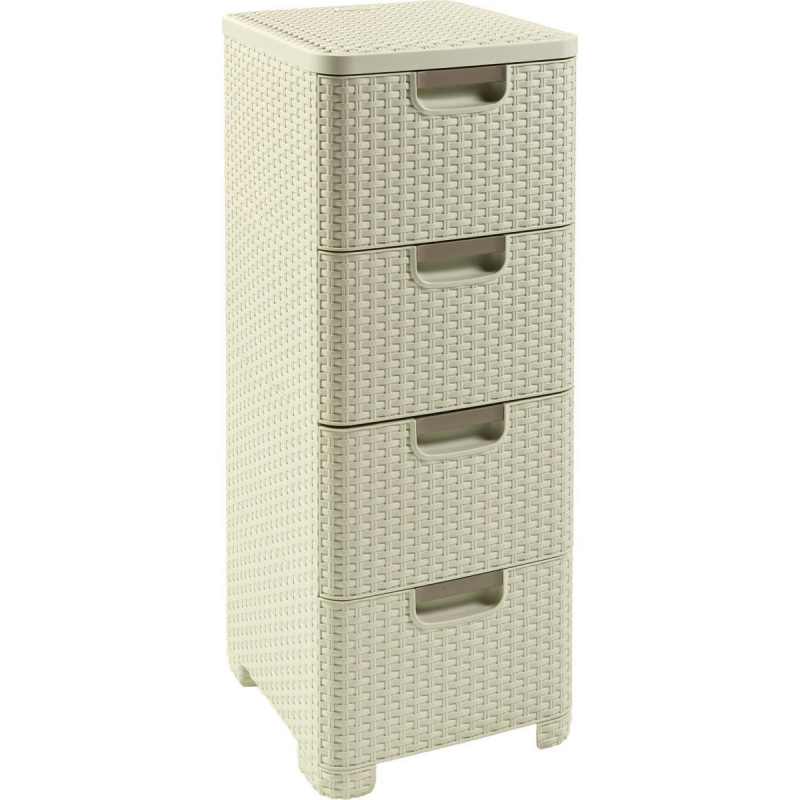 Curver Regál Style 4x14L se zásuvkami krémově bílý