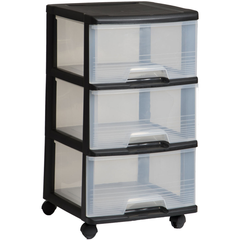Regál 3x20l průhledný/černý