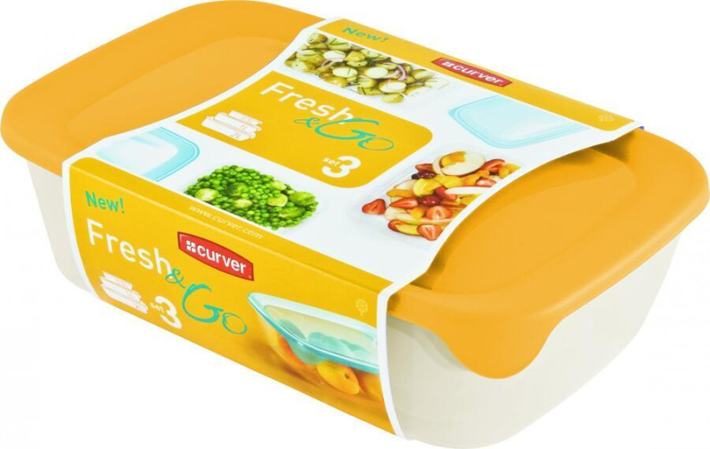 CURVER Fresh&Go Set dóz Žlutá/transparentní 2+1+0,5 l