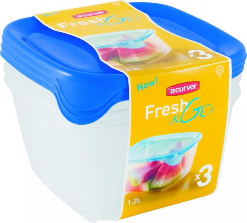 CURVER Fresh&Go Set dóz Modrá/transparentní 3x1,2 l