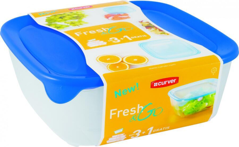 CURVER Fresh&Go Set dóz Modrá/transparentní 0,8+1,7+2,9+0,25 l