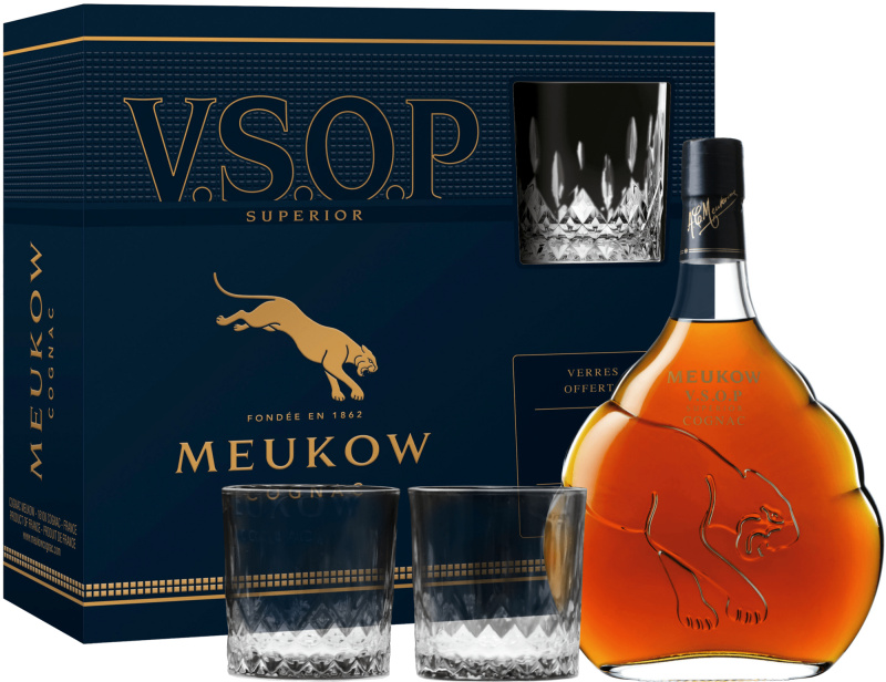 Meukow VSOP Superior + 2 sklenice 40% 0,7l