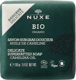 Nuxe Bio Organic Delicate Superfatted Soap Camelina Oil extra jemné výživné mýdlo na tělo a obličej 100 g
