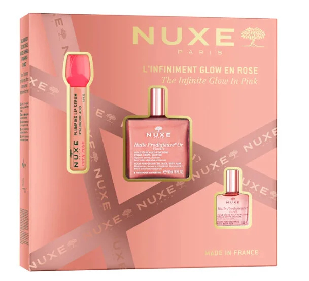 Nuxe The Infinite Glow In Pink dárková sada na obličej, tělo a vlasy