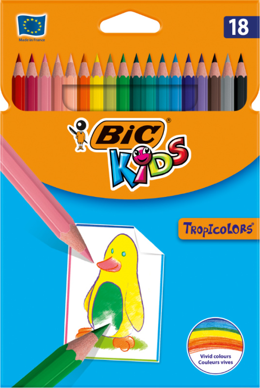 Pastelky šestihranné BIC TROPICOLORS 18ks