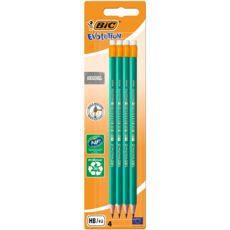 BIC Evolution Grafitové tužky HB 2 s gumou