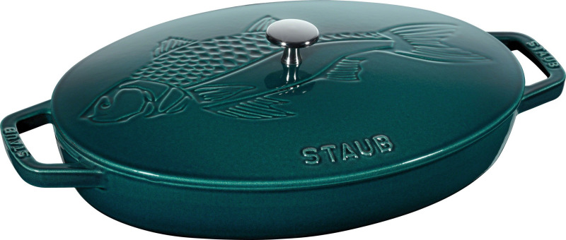 Staub Litinový pekáč na rybu s poklicí, mořská modř, 32 cm 1003335